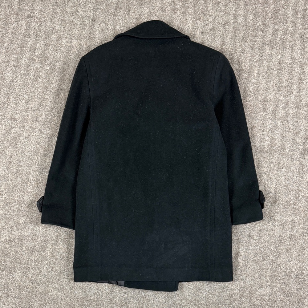 Vintage Perry Ellis Black Double Breasted Pea Coat Womens 4 Preppy Winter Jacket - Picture 2 of 14